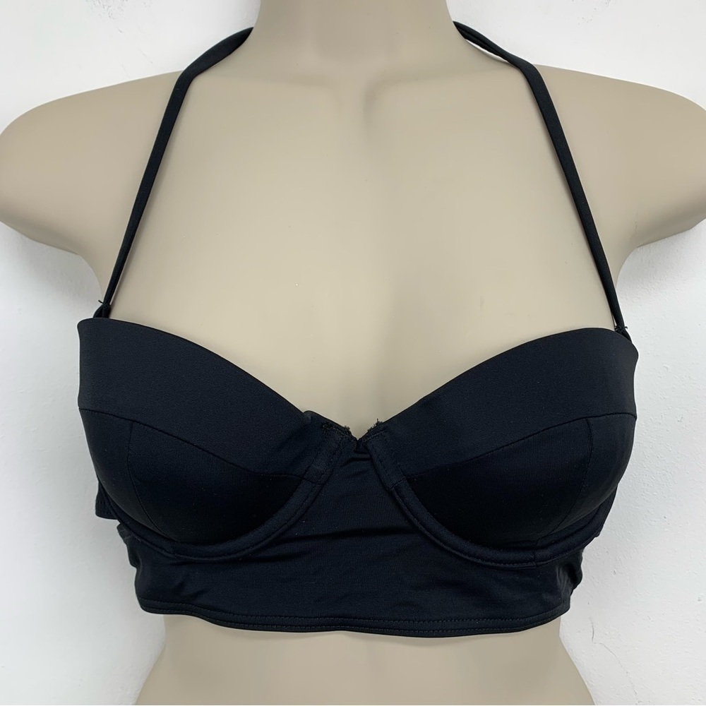 TOPSHOP Black Double Strap Halter Bikini Top Size 6